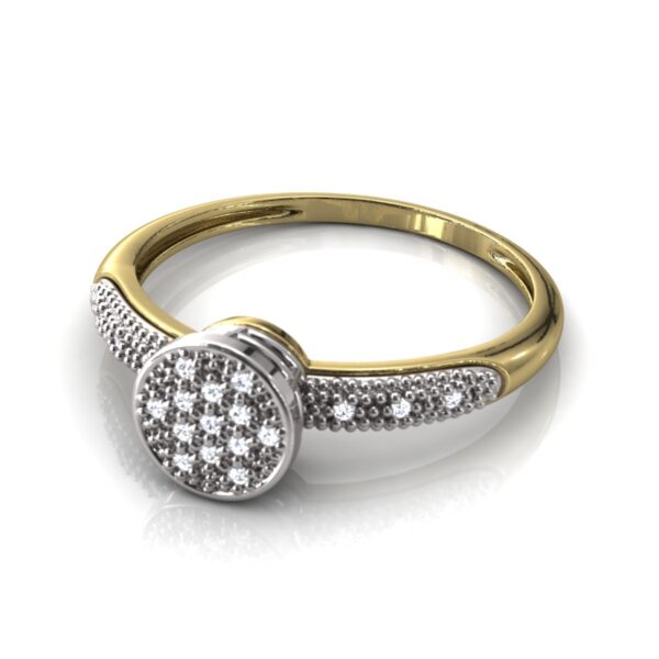 Lindo Anel Chuveiro Diamantes Aro Cravejado Redondo Ouro 18k - Imagem 4