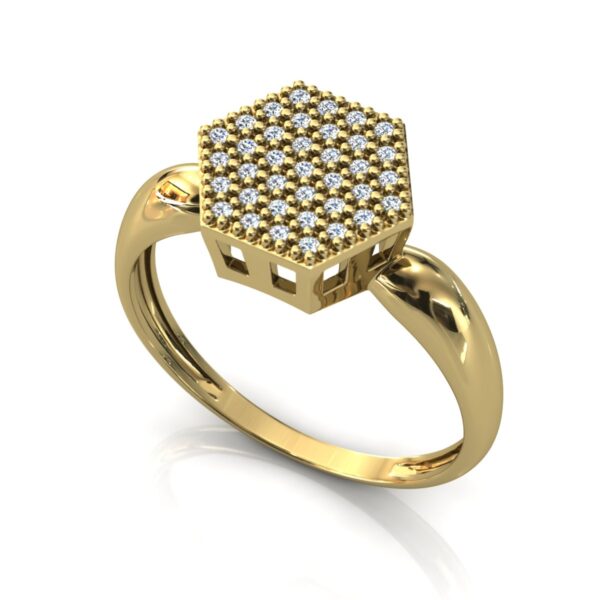 Anel Chuveiro Hexágono 37 Pedras Zircônias Ouro 18k - Imagem 3