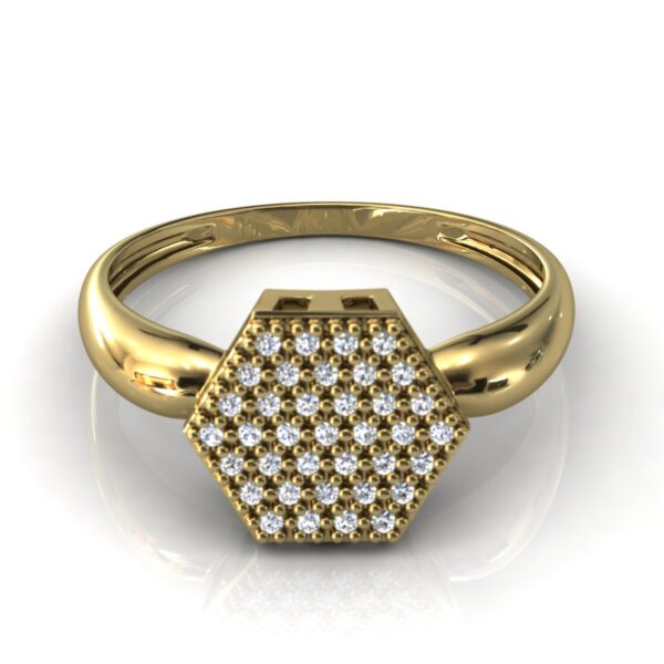 Anel Chuveiro Hexágono 37 Pedras Zircônias Ouro 18k - Imagem 4