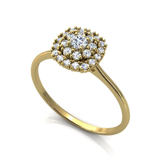 Anel Chuveiro Lindo Com 25 Pedras Zircônia Ouro 18k