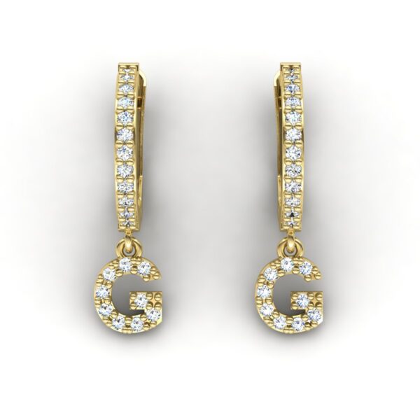 Brinco Argola Cravejada Letra G Ouro 18k - Imagem 2