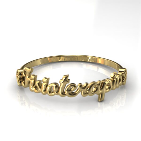 Anel Formatura Fisioterapia Pedras Diamantes Ouro 18k - Imagem 2