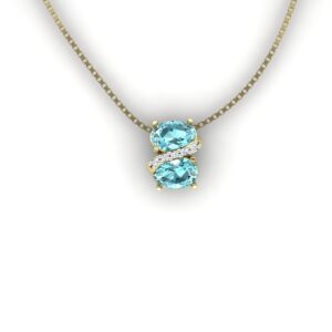 Gargantilha Com Pingente Ovais Azuis Ouro 18k