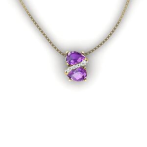 Gargantilha Com Pingente Gotas Ametista Ouro 18k