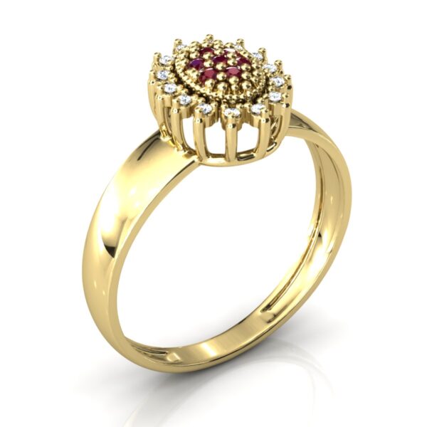 Anel Formatura Centro Cravejado Oval Ouro 18k Zircônia - Imagem 3