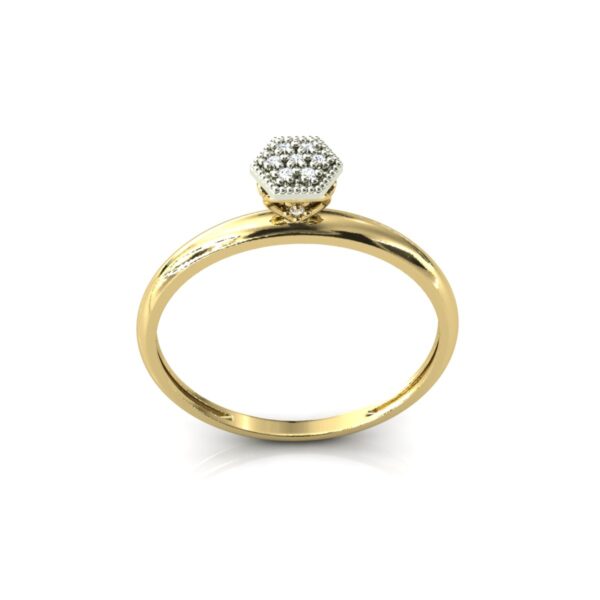 Anel Chuveiro Hexágono Diamantes Copinho Em Ouro 18k