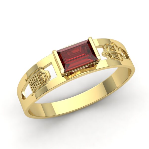 Anel Formatura Masculino Ouro 18k Pedra Carrê 24 ao 31 - Imagem 2